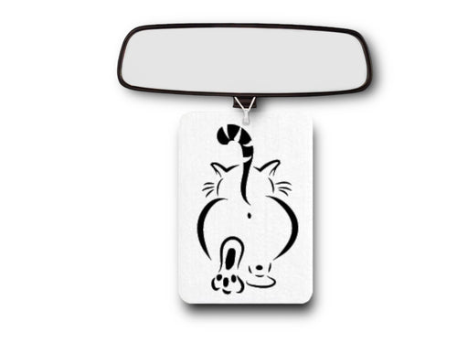 Cheeky Cat Butt Hole Air Freshener -Sassy Chunky Kitty strutting -Rear view Mirror Car Decor - Unscented, reusable - Support Pet Rescue, TNR