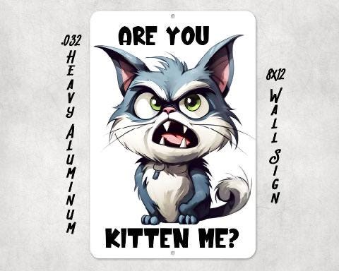 Sarcastic Cat Spoof Kitten Sign - Metal Wall Art - funny gag gift - Cat Lover decor - Indoor Outdoor - Are you Kidding Me? Rescue TNR