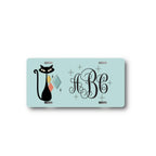 Atomic Cat License Plate - Monogrammed Mid Century Modern Personalized Car Tag - Vintage 70s - funky retro cats