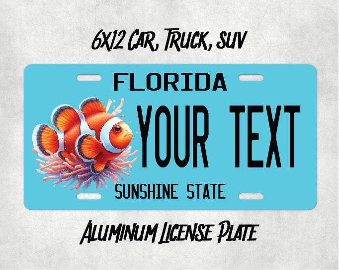 Clown Fish License Plate - personalized Father’s Day Gift for Dad - beach house decor, pool sign - saltwater life