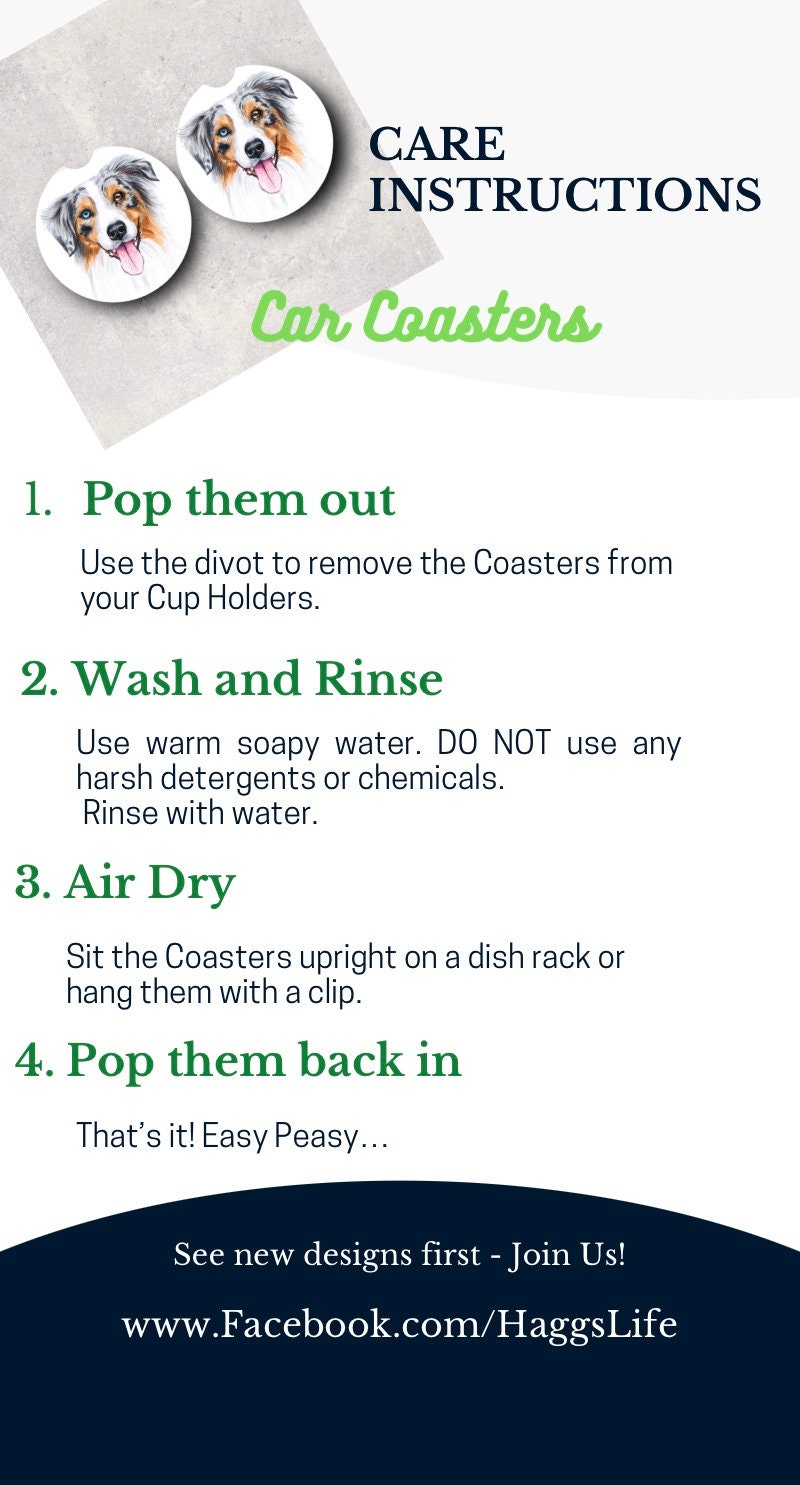 Blue Merle Car Coasters - Aussie Puppy - Australian Shepherd Dog Lover Gifts - Dog Daddy, Dog Mom, Pet Sitter, Dog Walker, Groomer Thank You