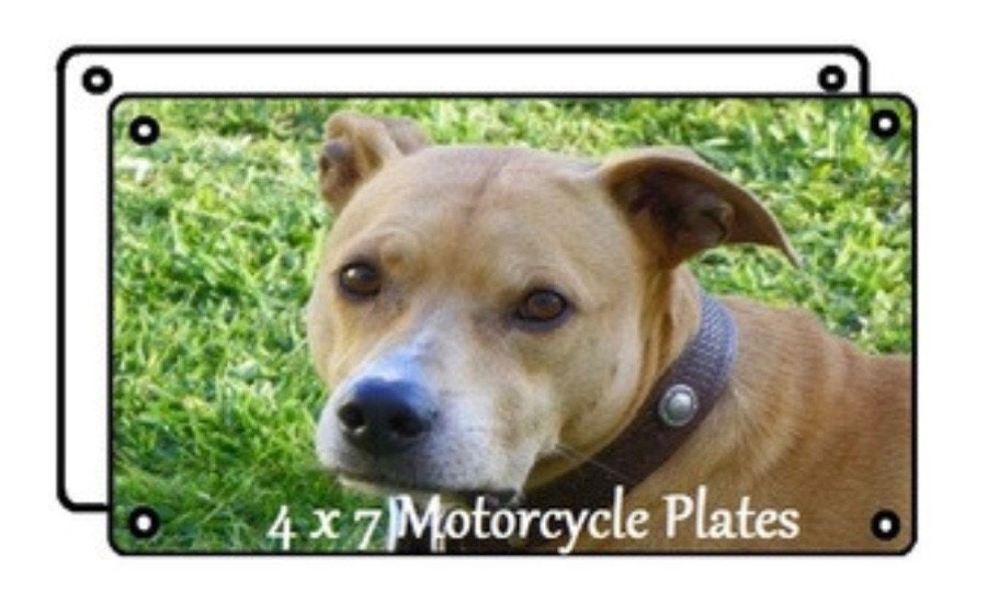 Dog Mom License Plate - Car Tag, ATV, Bike, Handicapped Wheelchair, Scooter, Stroller - Birthday Gift for Pet Mom - Peace Love Mini Tag