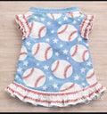 Homerun Heroes pet ruffled shirt dress - Baseball print