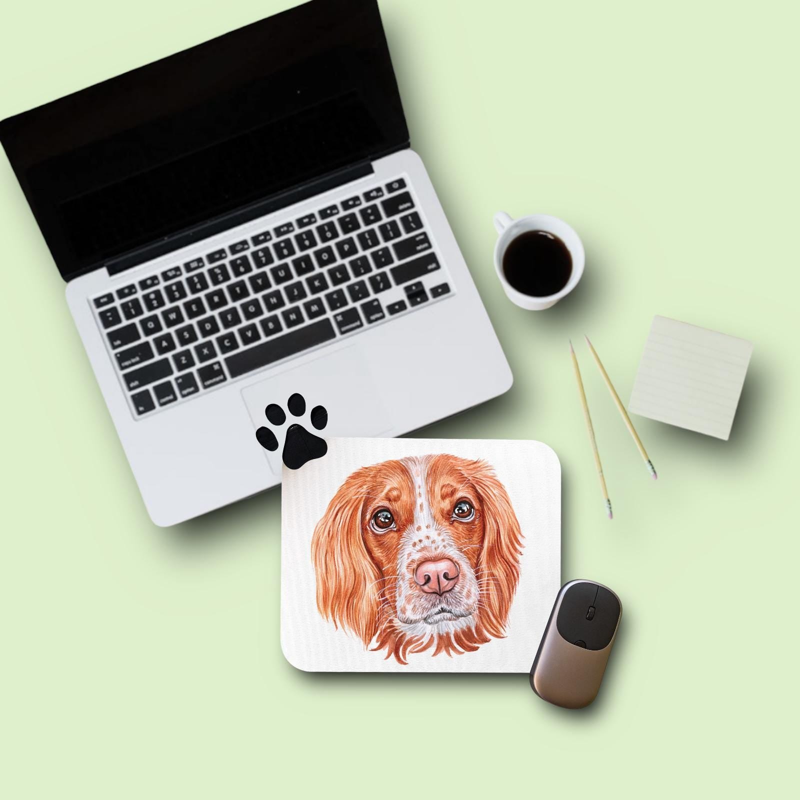 Spaniel Mousepad - Personalized Gift - Springer Sporting Bird Dog - Office Desk Decor - Screen Cleaning Cloth -Gift for Hunter, Hunting Dog
