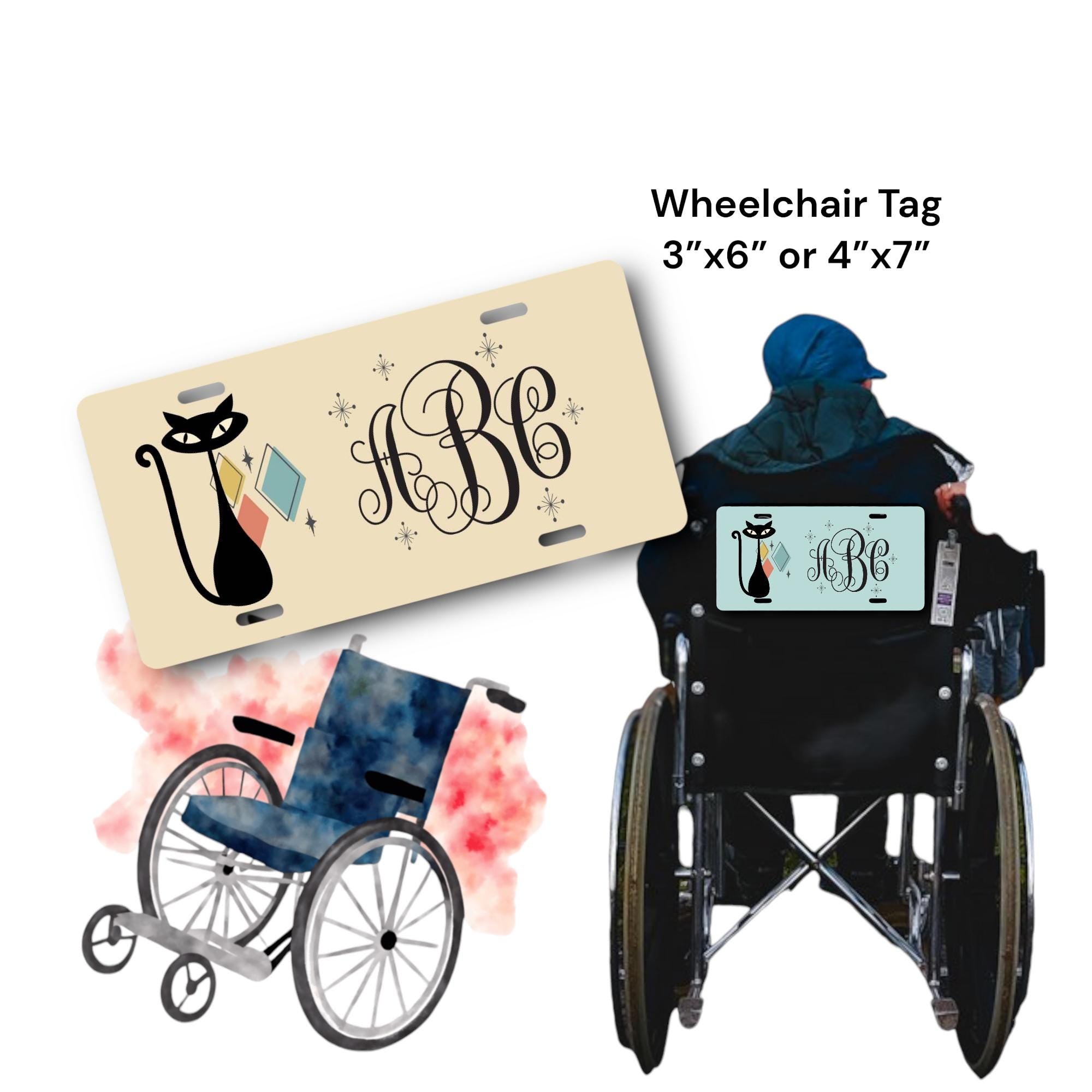 Atomic Cat License Plate - Monogrammed Mid Century Modern Personalized Car Tag - Vintage 70s - funky retro cats