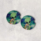 Alien, Cat Car Coasters - Orange Ginger Kitten - Bar Drink Coasters - Protect Cup Holders - Birthday, Thank you gift - Party Favors
