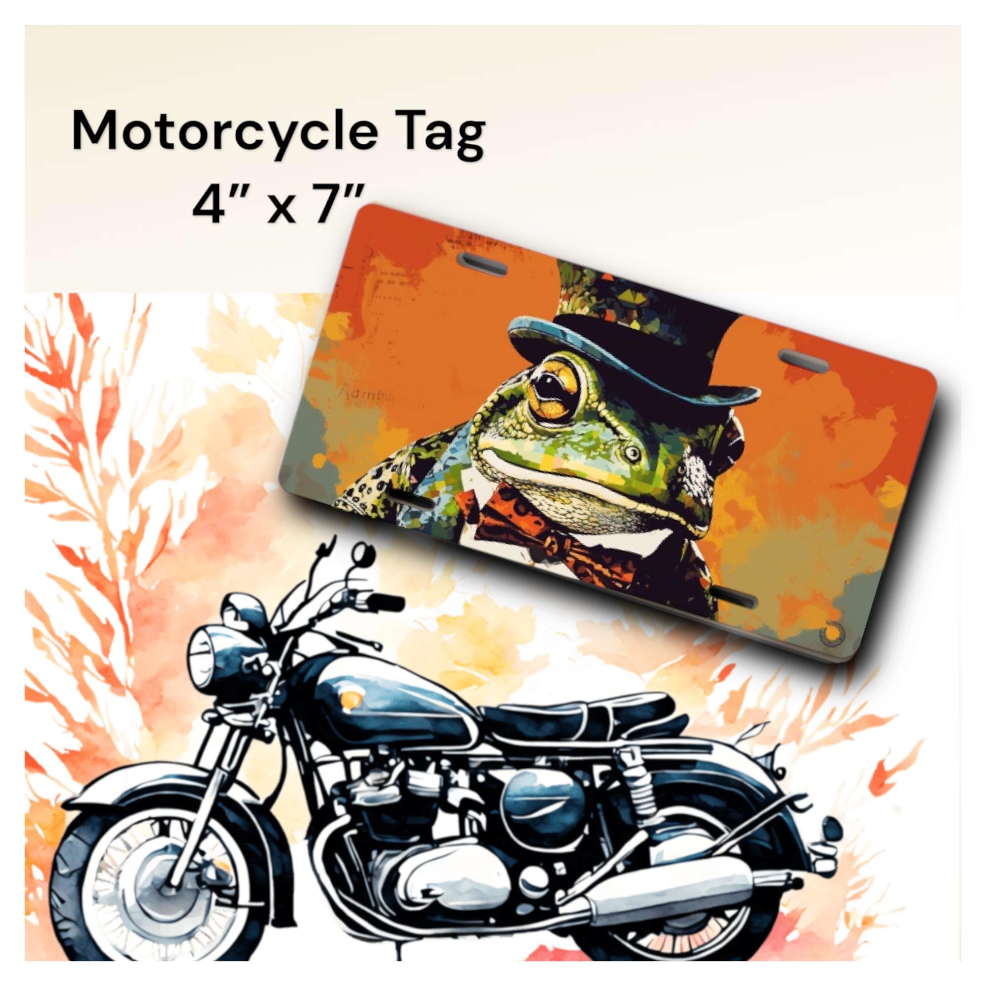 Frog License Plate - neon pop art vibrant watercolor artwork - Formal Amphibian Aluminum Sublimated Car Tag - Dignified Toad in a Top Hat