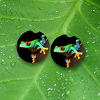 Red-Eyed Tree Frog Coasters – Car & Drink Coaster Set | Tropical Rainforest Decor | Summer Party Favors | Neoprene Sublimation Gift Idea