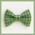 green and beige checkered pet bowtie neck tie