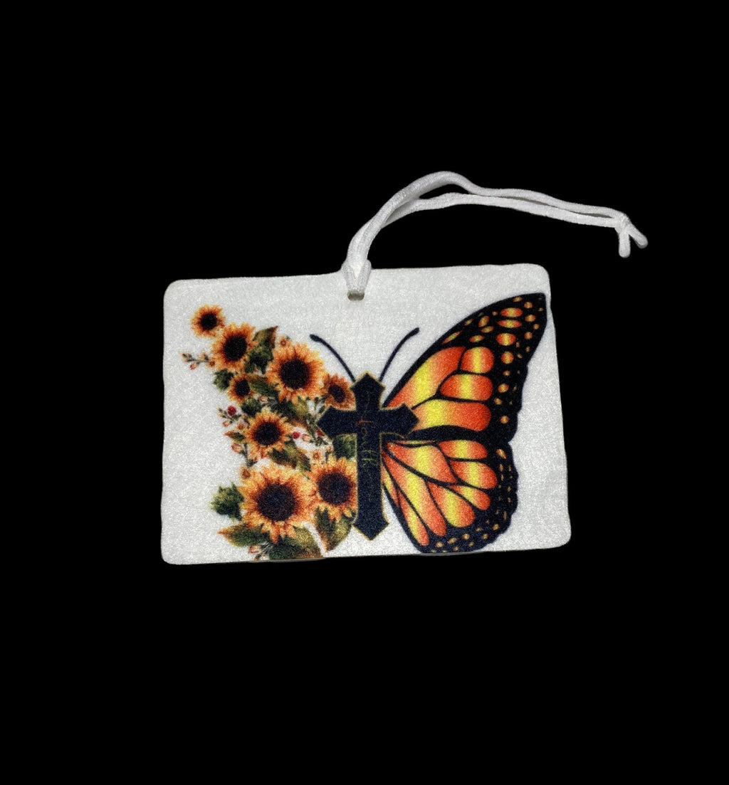 Butterfly Car Accessories - Faith - Sun flowers Picnic Decor - Inspirational Get Well, Graduation, Birthday gift - Party Favors - Religious