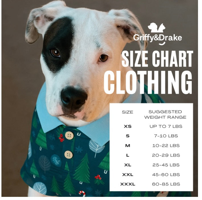 Clothing size chart for Griffy and Drake