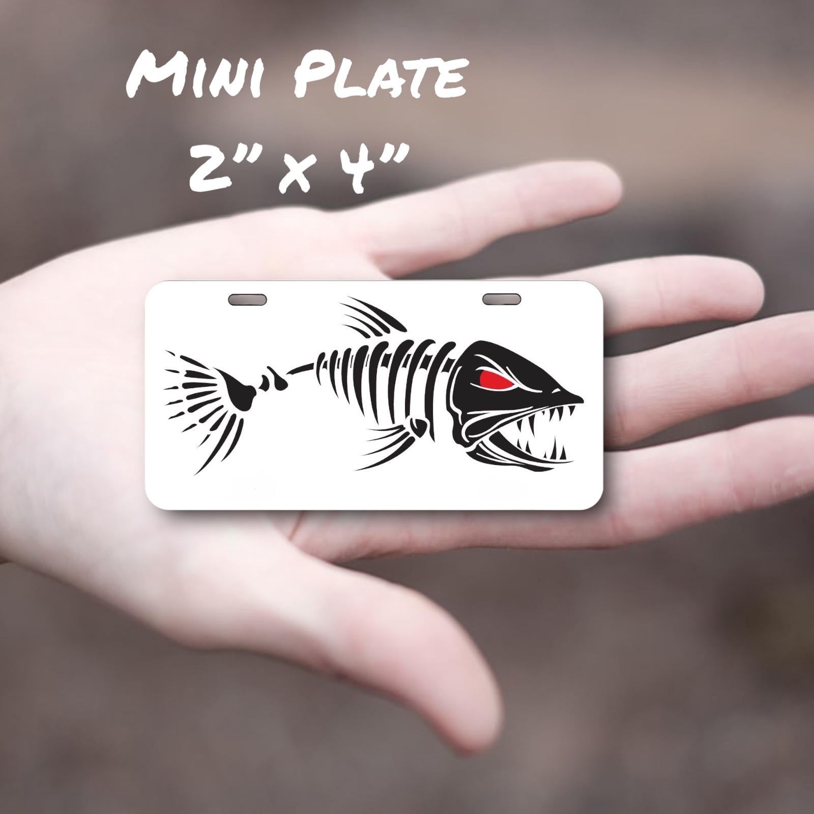 Skeleton Fish Car Tag - Bone fish front License Plate - Wheelchair, Bike, Scooter vanity plate - Metal Bar sign - Fishing Lodge Decor - gift