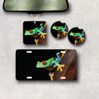 Tree Frog Car Accessories - Red Eye Rainforest Decor - License Plate, Drink Coasters, Towel, Air Freshener - Birthday, Thank you gift