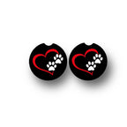 Paw Print Heart Car Coasters - Dog Mom, Cat Daddy, Pet Sitter, Dog Walker - Valentines Day Gift -Support Pet Rescue, TNR - Love