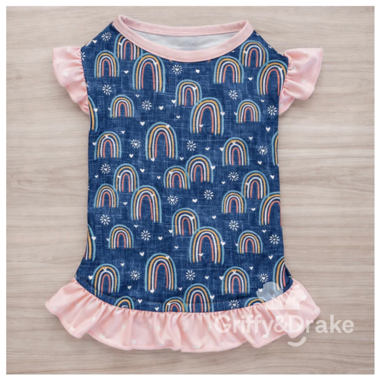 Twilight Rainbow pet ruffled shirt dress - Denim look