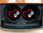 Paw Print Heart Car Coasters - Dog Mom, Cat Daddy, Pet Sitter, Dog Walker - Valentines Day Gift -Support Pet Rescue, TNR - Love