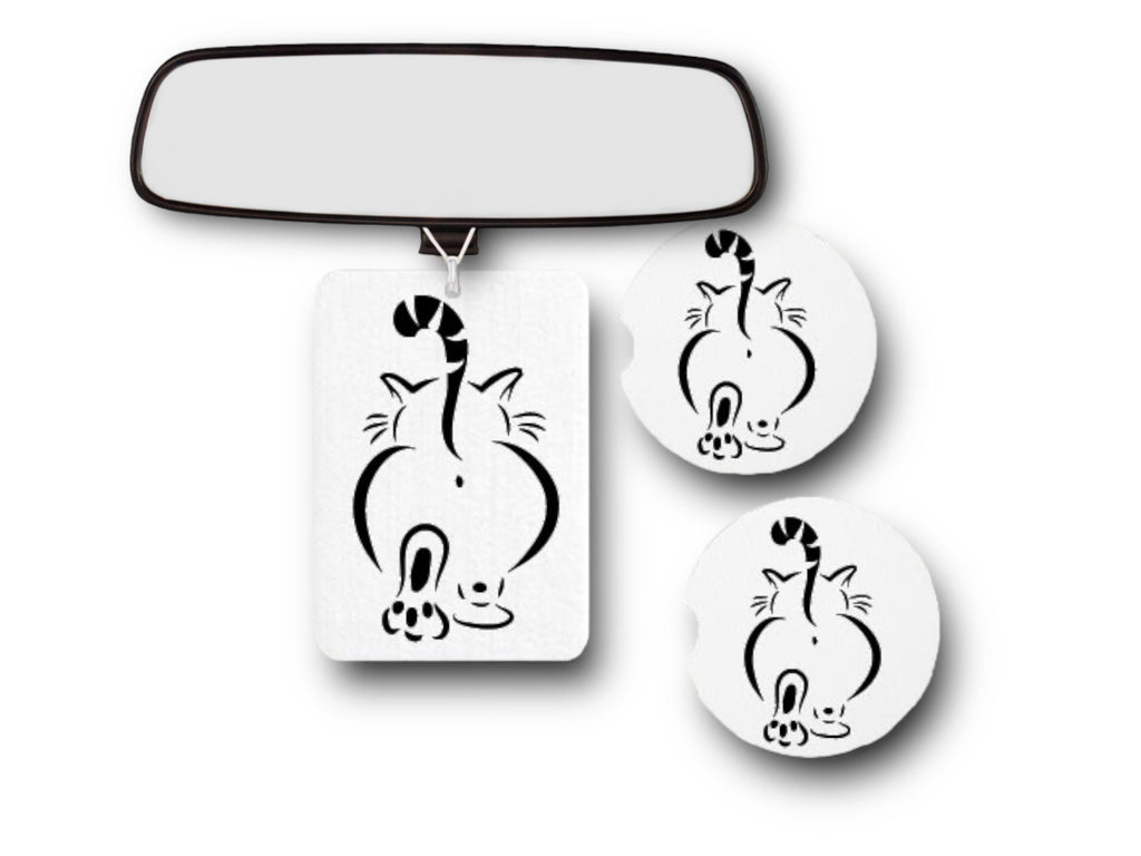 Cat Butt hole Car Accessories - Cheeky Drink Coasters - She Shed, Kitchen, Bar -Crazy Cat Lady gift - Walk Away - Sassy Chonky Girl Cat