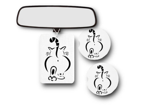 Cat Butt hole Car Accessories - Cheeky Drink Coasters - She Shed, Kitchen, Bar -Crazy Cat Lady gift - Walk Away - Sassy Chonky Girl Cat