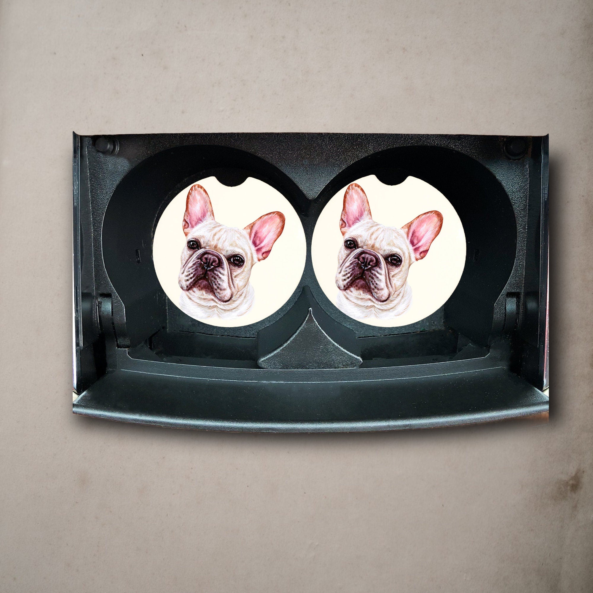 French bull dog Car Accessories - Frenchie pet lover Gift set - Personalized License Plate, Coasters - Pet Memorial - add a name, your text