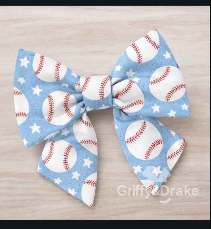 Homerun Heroes pet Sailor Bow - Baseball print