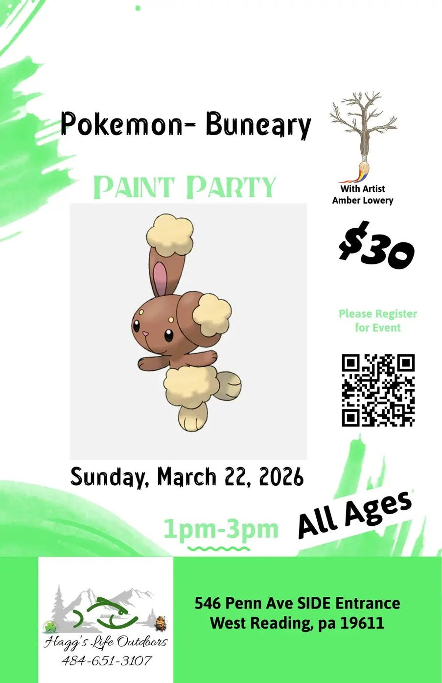 Pokemon Paint Party! Buneary - Sunday March 22nd 2026