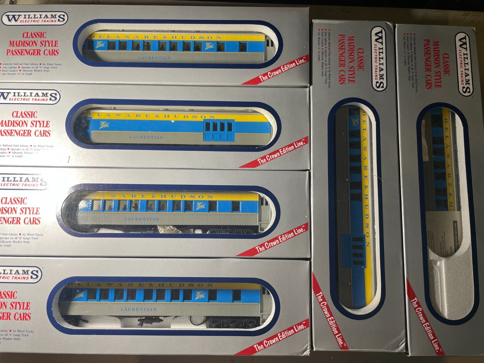 6 Williams O Gauge Delaware & Hudson Laurention Passenger Cars Crown edition