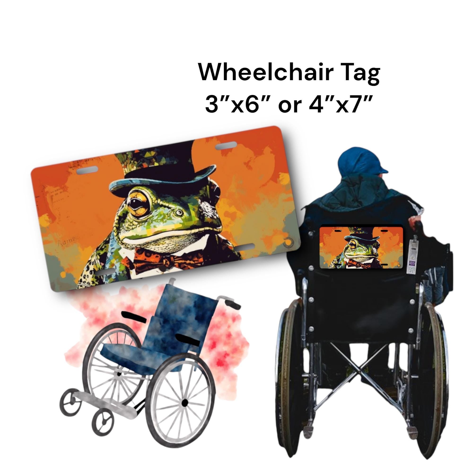 Frog License Plate - neon pop art vibrant watercolor artwork - Formal Amphibian Aluminum Sublimated Car Tag - Dignified Toad in a Top Hat