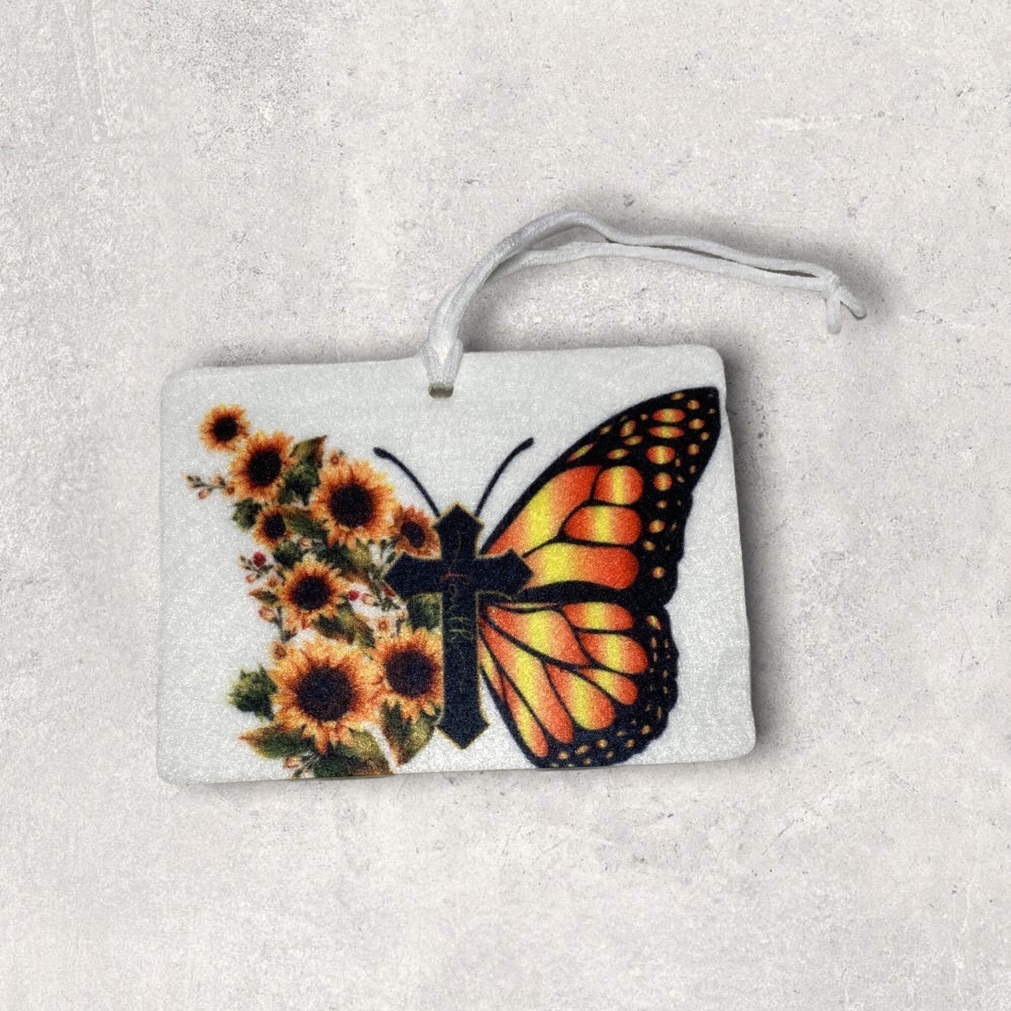 Butterfly Car Accessories - Faith - Sun flowers Picnic Decor - Inspirational Get Well, Graduation, Birthday gift - Party Favors - Religious