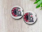 Sassy Car Coasters -Purple Sunflower -Happy Go Lucky Ray of Fucking Sunshine -Antisocial Gag Gift for Her -Funny Teen Gift-Quotes about Life