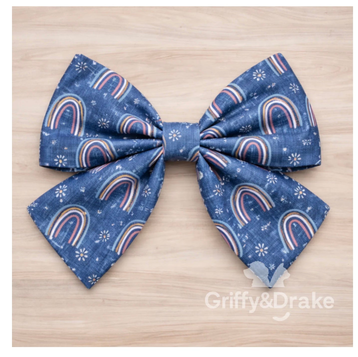 Twilight Rainbow pet Sailor Bow - Denim look