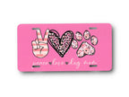 Dog Mom License Plate - Car Tag, ATV, Bike, Handicapped Wheelchair, Scooter, Stroller - Birthday Gift for Pet Mom - Peace Love Mini Tag