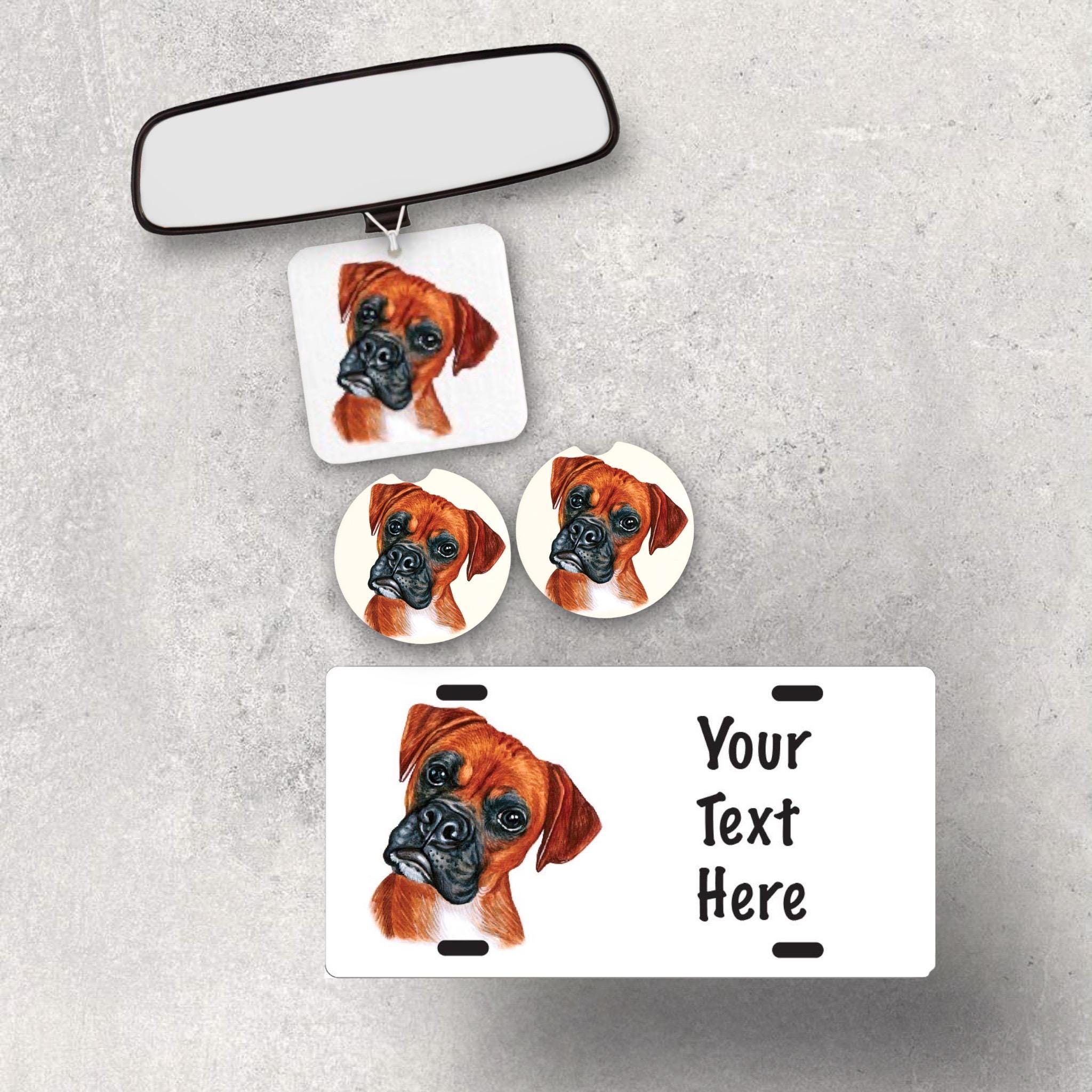 Boxer Car Coasters - Puppy Dog Lover Gifts - Bully Breed Dog Mom, Dog Daddy - Gift for Dog Walker, Sitter, Groomer - Pet Rescue Fundraiser