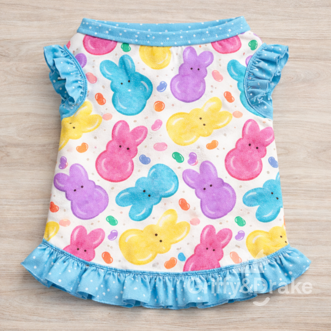 Jellybean Jubilee pet ruffled shirt dress - Easter Peeps