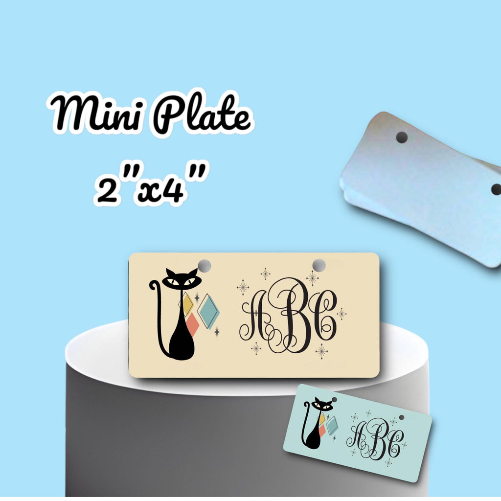 Atomic Cat License Plate - Monogrammed Mid Century Modern Personalized Car Tag - Vintage 70s - funky retro cats
