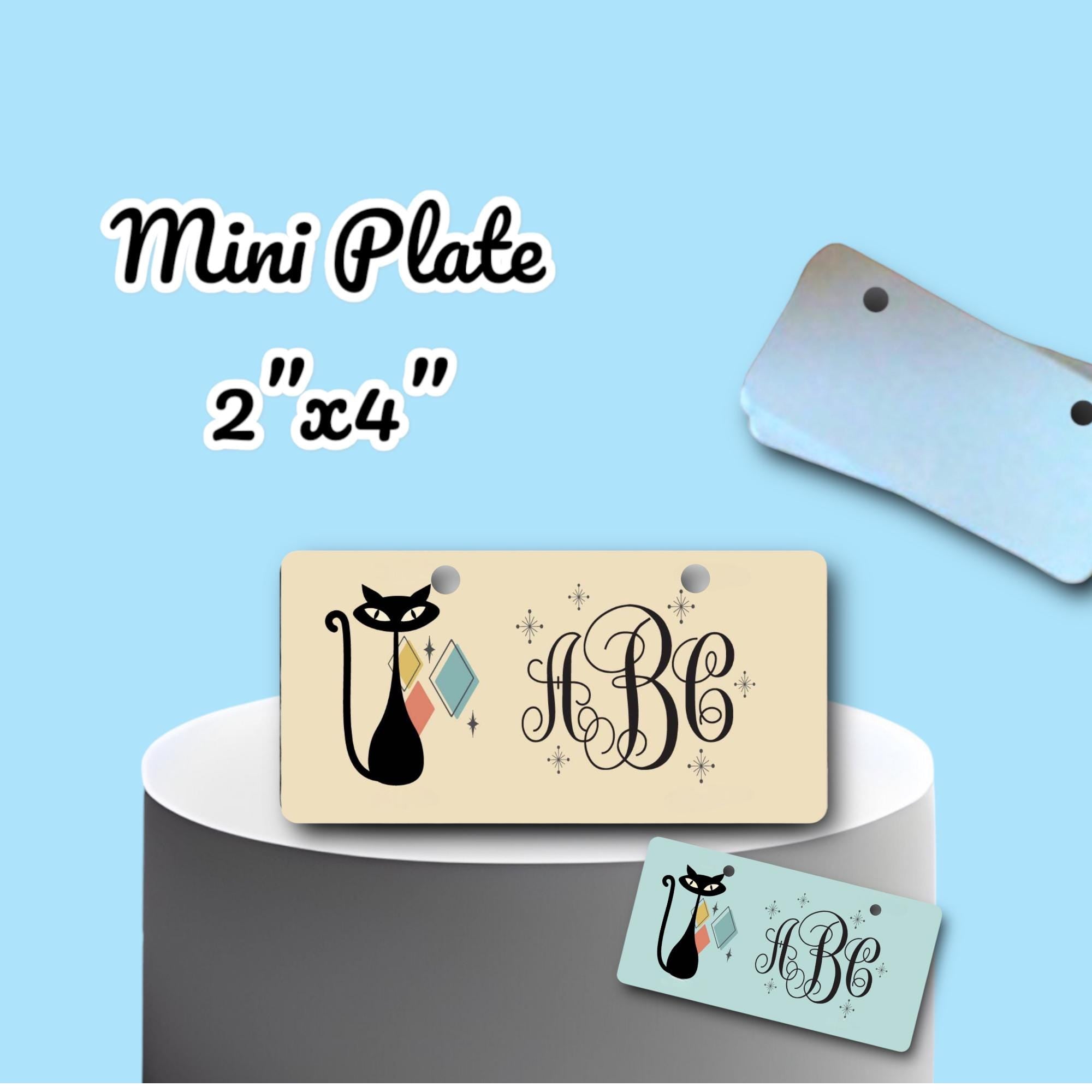 Atomic Cat License Plate - Monogrammed Mid Century Modern Personalized Car Tag - Vintage 70s - funky retro cats