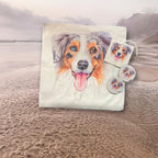 Aussie Mousepad - Blue Merle Australian Shepherd puppy - Office Desk Accessories - Dog Lover Gifts - Personalized, add a Name - Your Text