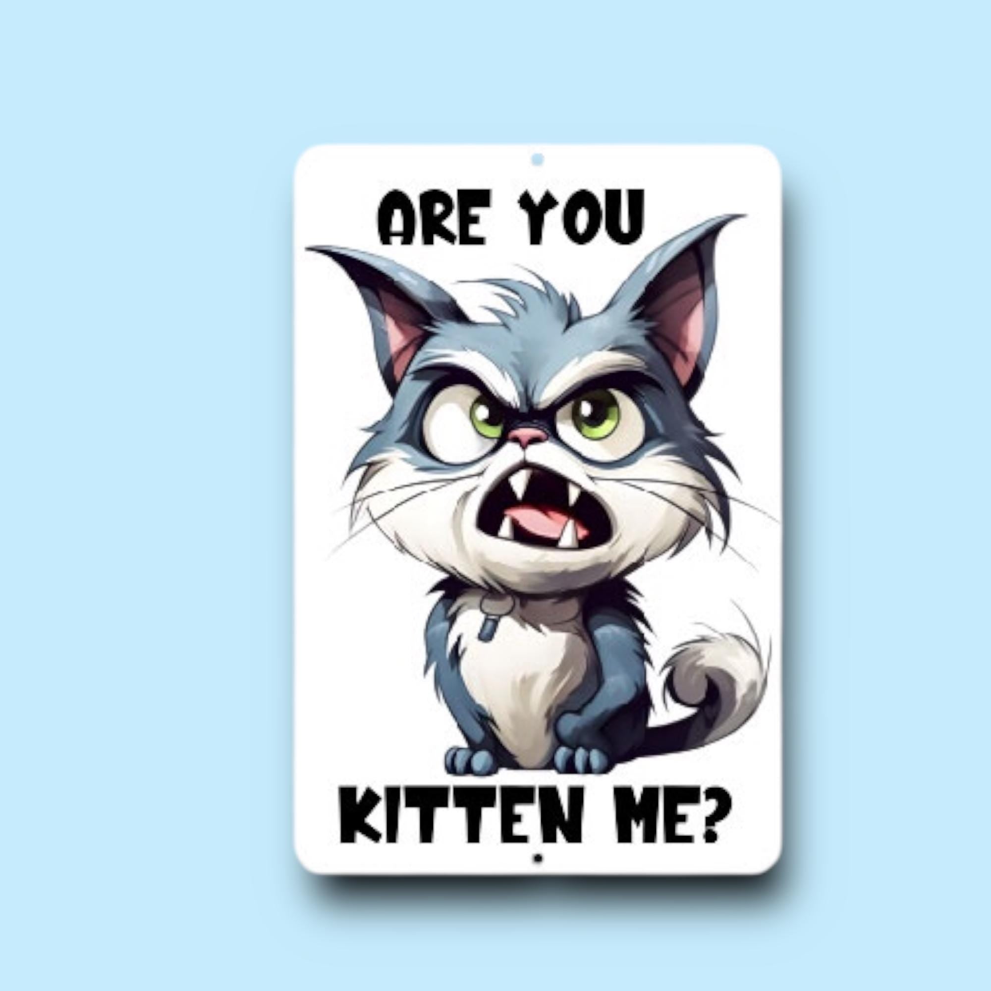 Sarcastic Cat Spoof Kitten Sign - Metal Wall Art - funny gag gift - Cat Lover decor - Indoor Outdoor - Are you Kidding Me? Rescue TNR