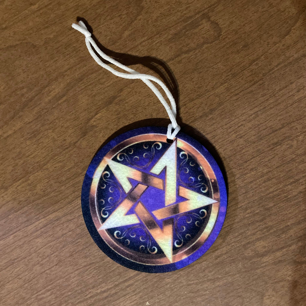 Pentagram Car Accessories - Royal Purple Coasters, Air Freshener - Wiccan Protection 5 point star - Teen Birthday gift for Her -Celtic Witch