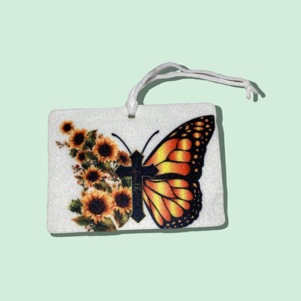 Butterfly Car Accessories - Faith - Sun flowers Picnic Decor - Inspirational Get Well, Graduation, Birthday gift - Party Favors - Religious