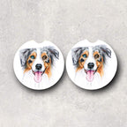 Aussie Car Accessories - Blue Merle Australian Shepherd puppy - Dog Lover Gifts - Personalized License Plate, Coasters - Pet Memorial