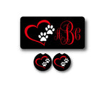 Paw Print Heart Car Coasters - Dog Mom, Cat Daddy, Pet Sitter, Dog Walker - Valentines Day Gift -Support Pet Rescue, TNR - Love